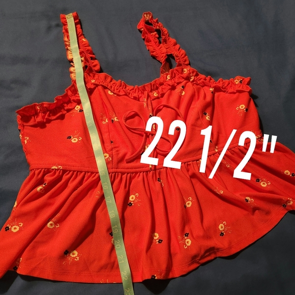 Lily White Red Floral Print Smock Top - Picture 10 of 11